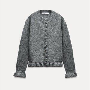 Zara Charcoal Button-Up Cardigan